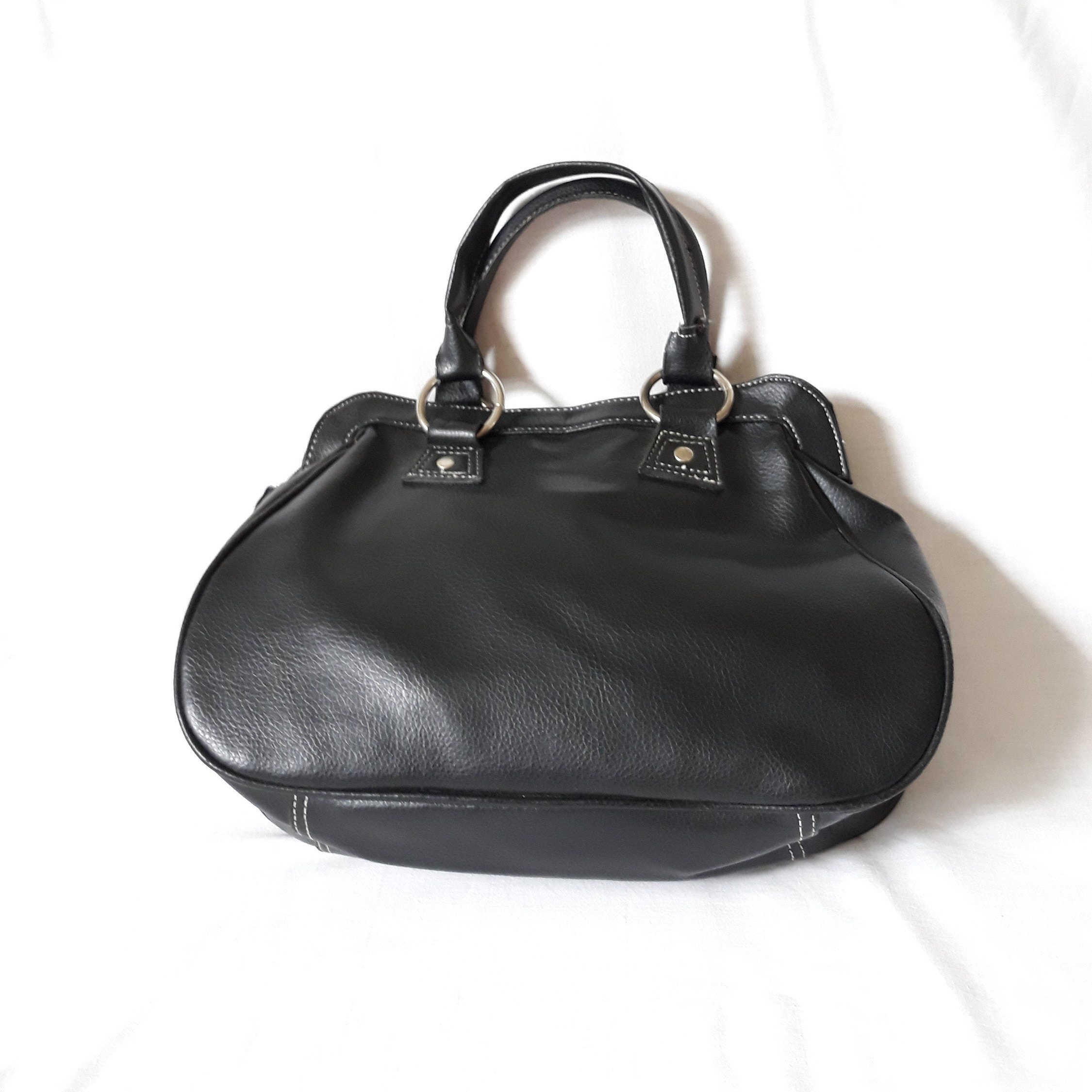 Vintage Black Vegan Leather Handbag 90s, Bag for Women, Retro