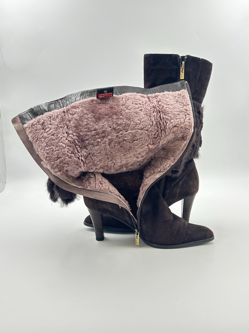 Vintage Brown Suede Calf Boots: Fringe Detail, Size 7US / 38EU image 9