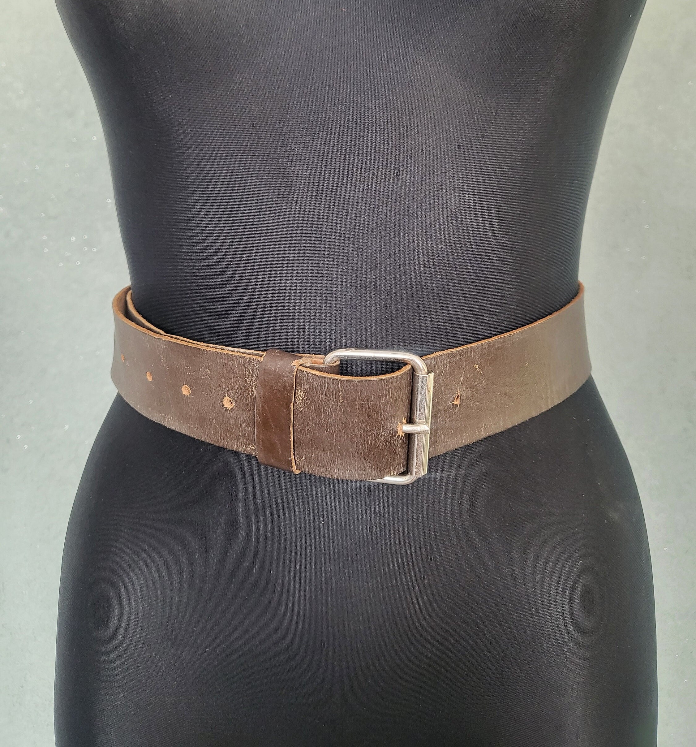 小物 vintage belt Vintage Military Soviet Officer Leather Brown Mens Belt / Army