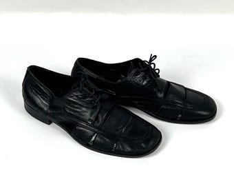 Vintage Men Leather Shoes: Black Steel Toe Lace-up Oxford  display picture 1