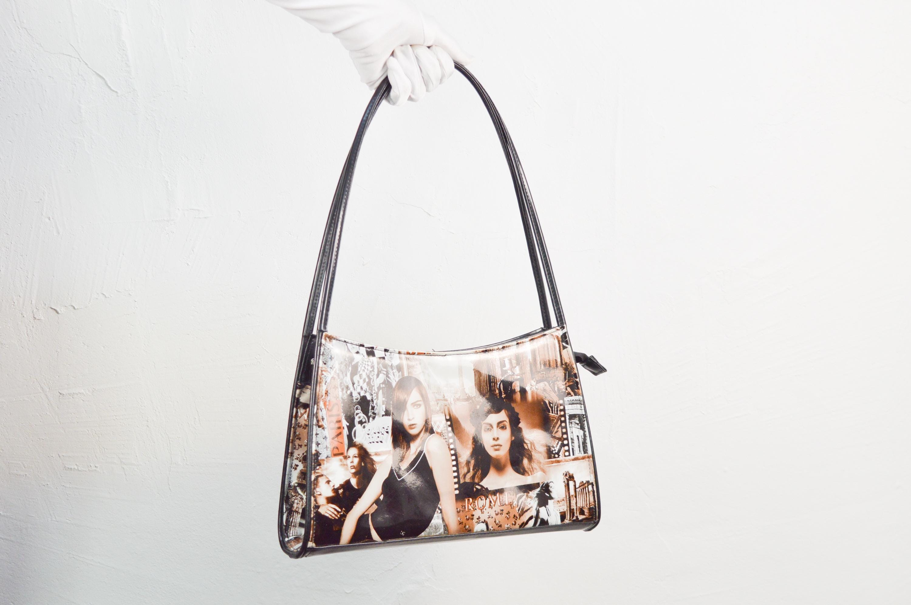 Vintage Eco Leather Shoulder Bag in Brown and Black | Old