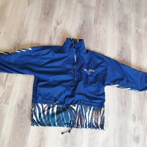 Vintage Men track suit Sports wear Unisex jacket Colorblock half Zip up S size Windbreaker 80s image 5