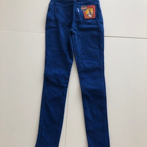 Vintage indigoblauwe kinderjeans met hoge taille deadstock ongebruikte denim Mickey Mouse meisjesbroek