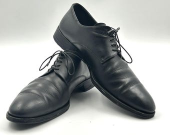 Scarpe Oxford da uomo in pelle nera vintage - taglia UK10 EU45 Italia