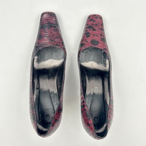 Vintage Marbled Purple Leather Pumps: Square Toe Croc Shoes 38 EU, Made in Italy image 8