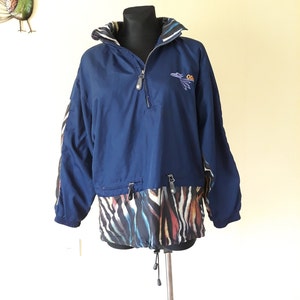 Vintage Men track suit Sports wear Unisex jacket Colorblock half Zip up S size Windbreaker 80s image 1