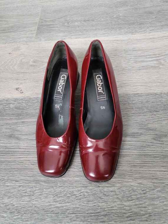 Vintage dark red patent leather loafers / Womens … - image 2