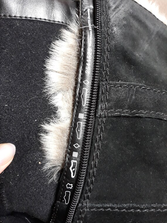 vintage black suede Leather women calf eskimo boo… - image 9