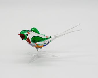 ムラーノ ? 白鷺 鳥 グリーン ガラス アート ホーム デコレーション