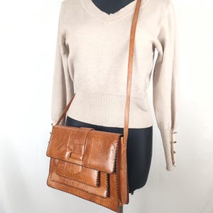 Vintage cognac braune cognac braune damen aktentasche mit schulter riemen in cognac braun