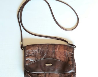 vintage leather cognac brown patchwork bag women purse shoulder bag crossbody