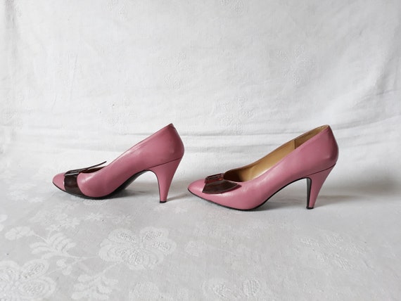 dikte Los Vermelding Buy Vintage Pink Leather Women Pumps Shoes Stiletto Retro Size EU Online in  India - Etsy