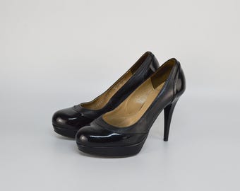 Vintage Ryłko Patent Leather Stiletto Pumps | Black Heels, EU 37 US 6