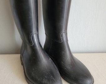 Vintage Schwarze Gummistiefel Gummistiefel: Italienische