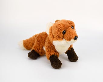 Peluche de zorro en marrón y blanco / Muñeco de peluche de animales del bosque / Teddykompaniet