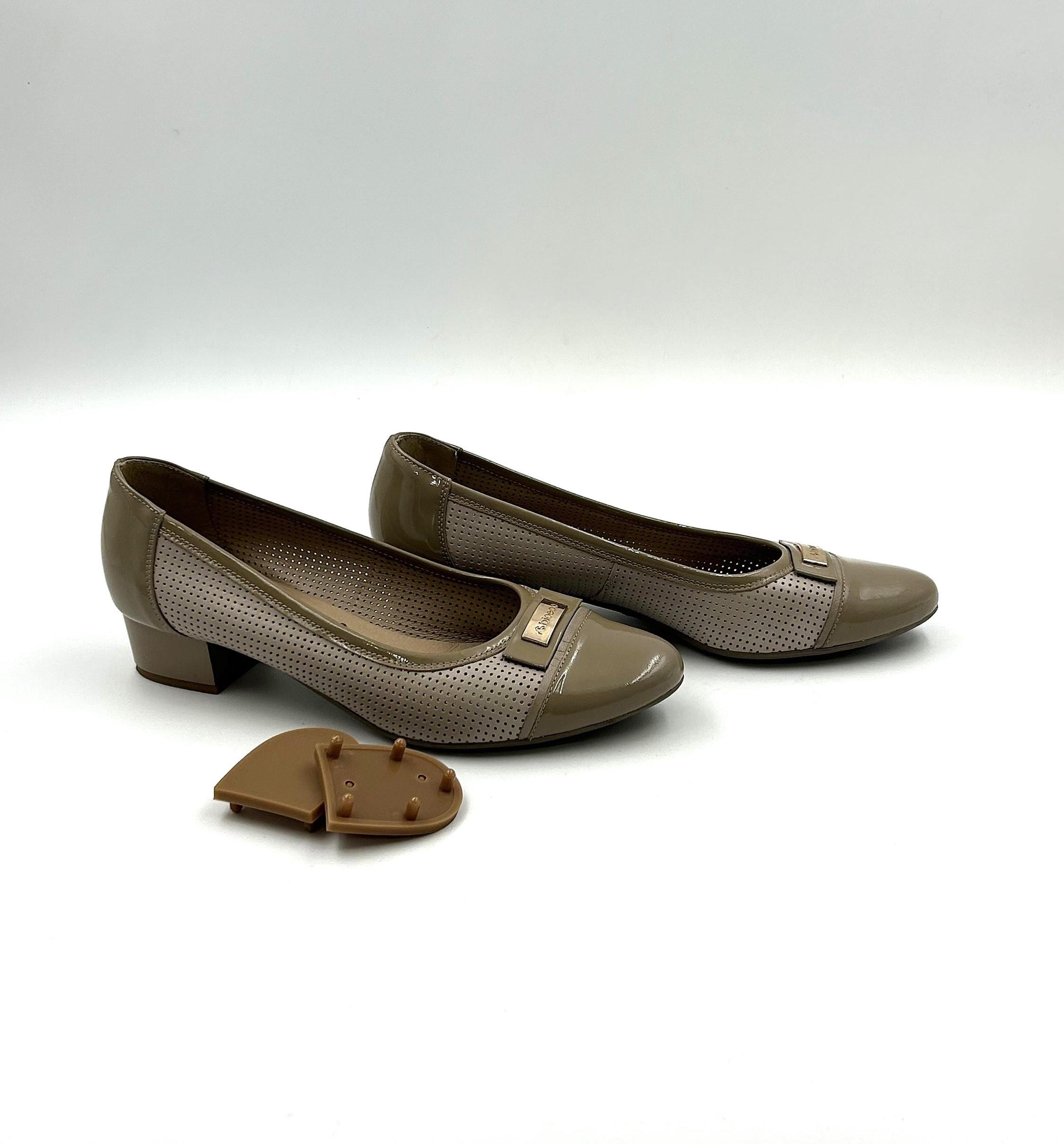 Mocasines de piel beige para mujer, tacón bajo, talla 41 UE 9,5 EE