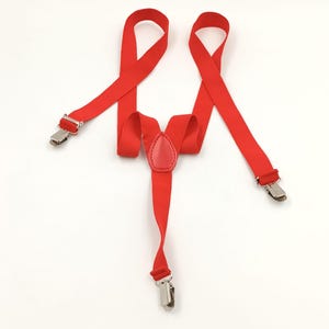 Vintage Red Elastic Braces: British Retro Suspender Trousers