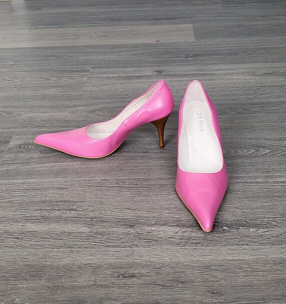 Vintage roze lederen vrouwen pumps puntige teen naaldhak Maat - Etsy België