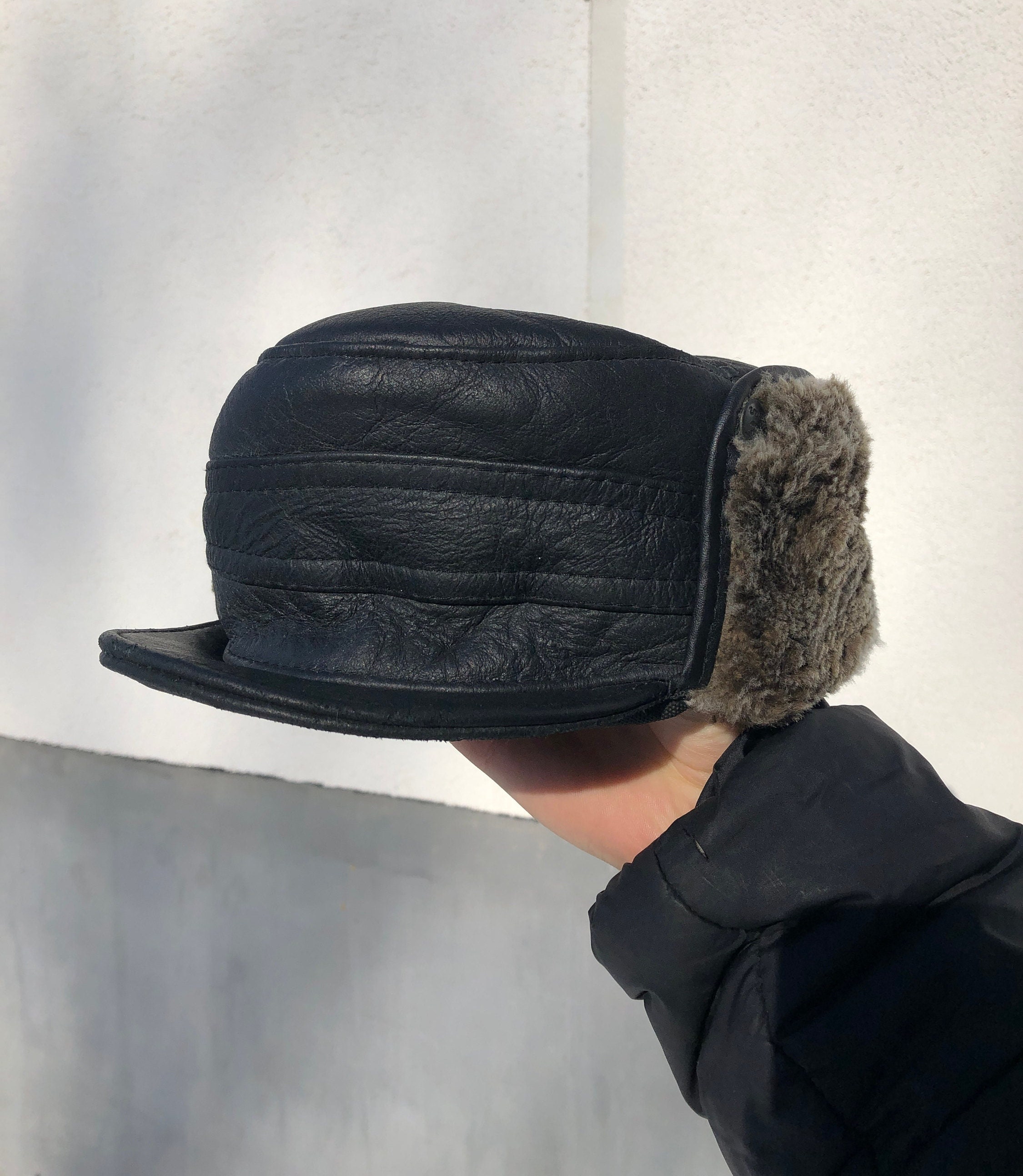 Vintage Boys Hat Black Ear Flap Unused Trapper Unisex Winter