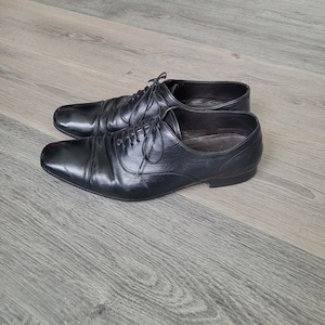 Vintage Henderson leren oxfordschoenen: handgemaakte Italiaanse platte schoenen, EU 40