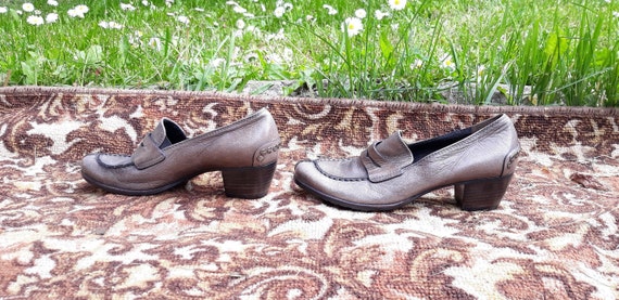 Vintage gray Leather shoes / German loafers with … - image 3
