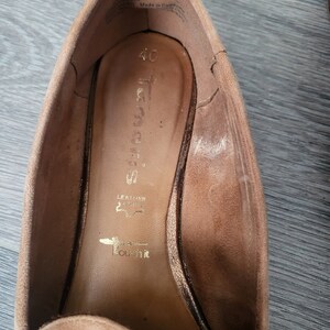 vintage tan brown suede leather women flat shoes Size EU 40 buckle wide loafers Tamaris european image 9