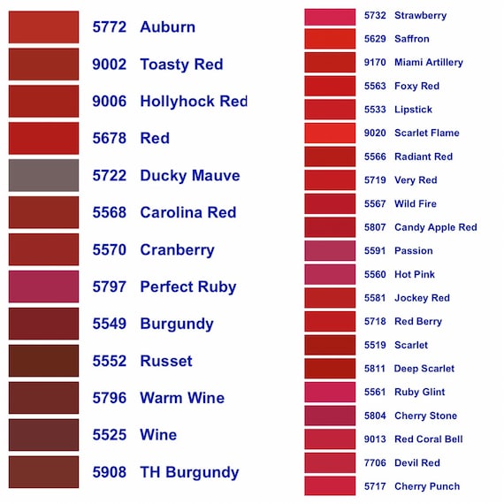 Robison Anton Embroidery Thread Chart