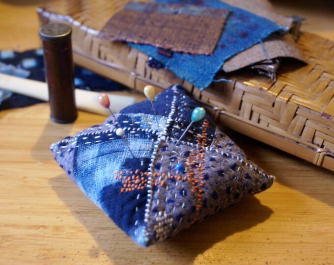 Pin Cushion in Vintage Japanese Indigo Cottons / Etsy