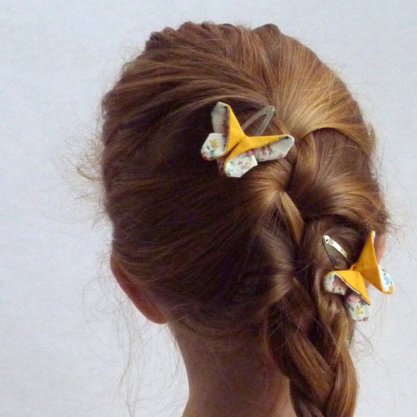 hair clip. Click-Clack bar. clamp click CLAC Yellow Butterfly for hair little girl-ideal Christmas gift