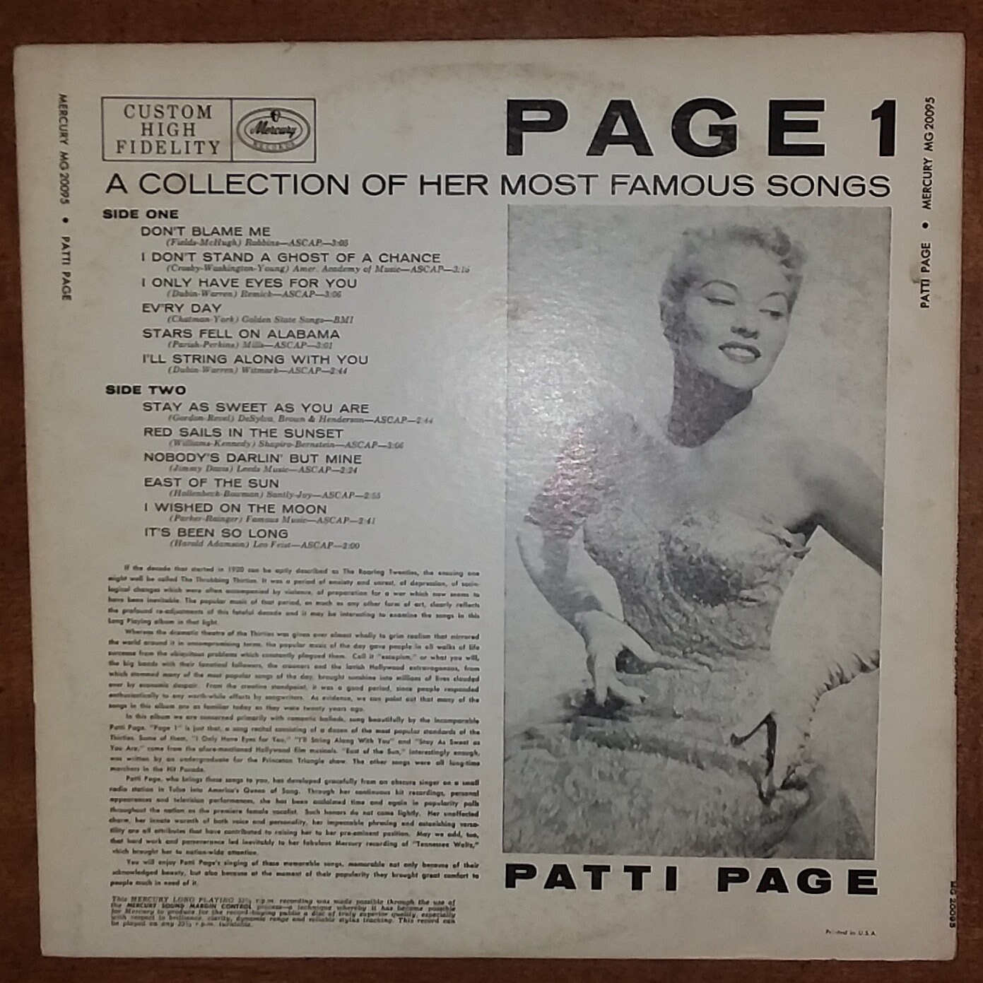 Patti Page - Page 1 MG-20095 Vinyl Record LP 1951 - Etsy 日本