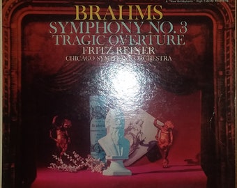 Fritz Reiner, Chicago Symphony Orchestra - Brahms Symphony No. 3 Tragic Overture LM-2209 Vinyl Record LP 1958