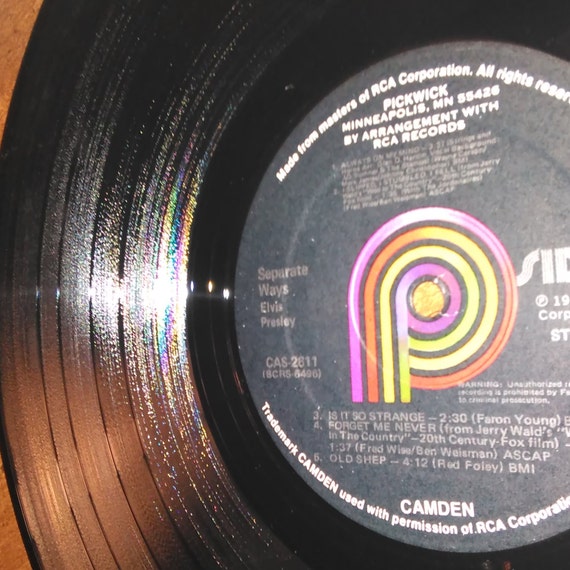 Elvis - Separate Ways CAS-2611 Vinyl Record LP 1972 - Etsy