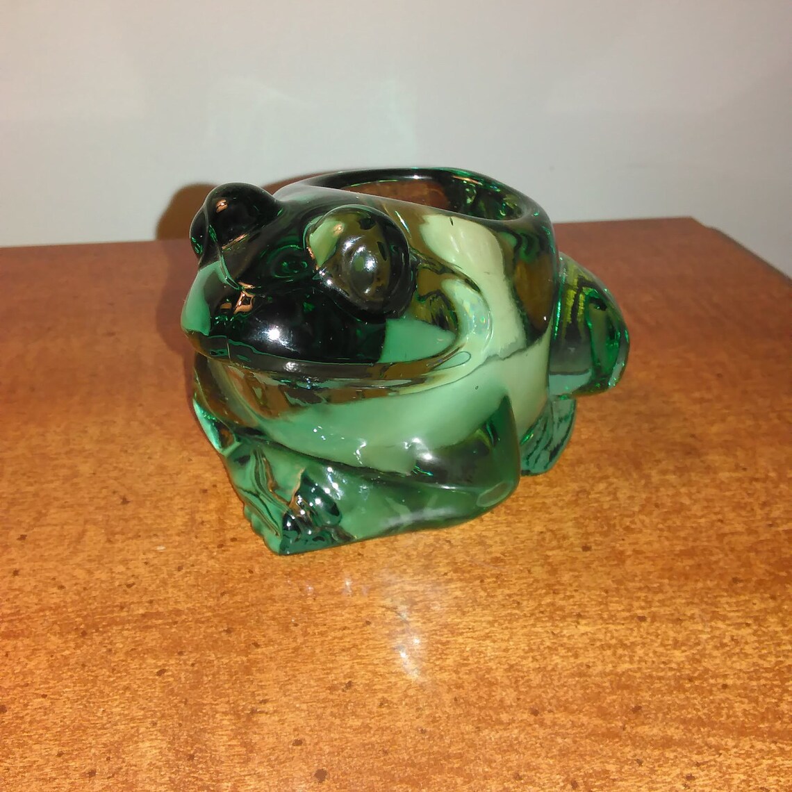Vintage Green Glass Frog Votive Candle Holder Etsy