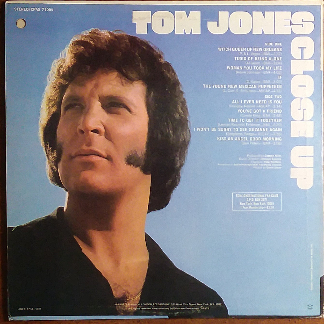 Tom Jones Close up XPAS71055 Vinyl Record LP 1972 Etsy