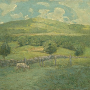 Vintage Landscape Painting, Rustic Moody Art, Antique Landscape, Wall Art
