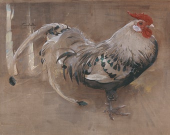 ヴィンテージファームハウスアート、素朴な鶏の絵画、ウォールアート