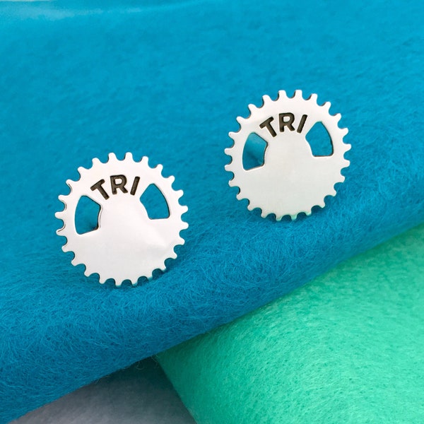 Personalised Sterling Silver Triathlon Cufflinks