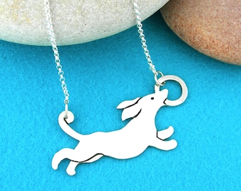 Personalised Sausage Dog Dachshund Sterling Silver Necklace