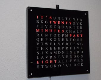 Wordclock in Red XXL 40cm X 40cm