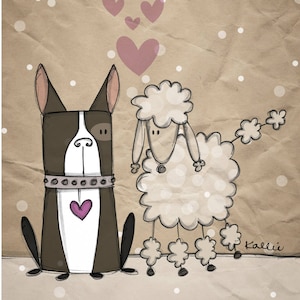 carte de souhaits \\ boston terrier + caniche