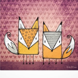 carte de souhaits \\ renards amoureux