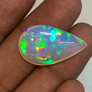 Opal Welo Ethiopian Opal Top Grade High Quality Full Flash Strong Fire Pear Shape Cabochon 16.5x26 mm-height 7 mm 13.50 ct fire opal image 4