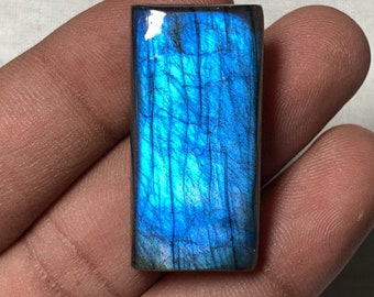 High Grade Natural Labradorite Cabochon, Rectangle Shape Amazing Blue Fire Smooth Polished Labradorite For Jewelry Making, 17x34 MM 47 Carat