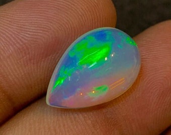 New Arrival Welo Ethiopian Beautiful Opal Top High Grade Quality Pear Shape Smooth Polished Multi Fire Cabochon Size 11x17 mm height - 7 mm