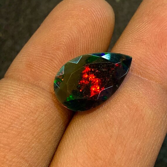 Cabochon d'opale noire d'Éthiopie naturelle, 3,24 carats, 12,4 x 9,5 mm, pierre précieuse de forme ovale - France