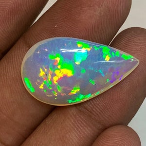 Opal Welo Ethiopian Opal Top Grade High Quality Full Flash Strong Fire Pear Shape Cabochon 16.5x26 mm-height 7 mm 13.50 ct fire opal image 7