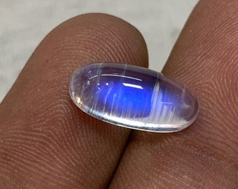 Clear Very Rare 8A Quality Rainbow Moonstone, Awesome Strong Fire Oval Shape Smooth Moonstone For Making Jewelry, 6.5x14 MM Height 6.30 MM