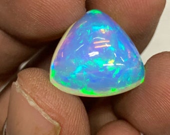 Ethiopian Opal Top High Grade Rare Quality Stunning Flash Fire Natural Designer Collection Trillion Shape Size -16 mm - Height-9 mm-8.75 crt