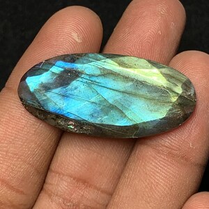 Supergut!!! Natürlicher Labradorit facettierter Edelstein, Labradorit für Schmuck, Größe 18x38 MM 41.50 Ct, ovale Form Big Size Gems, Gifted Stone.