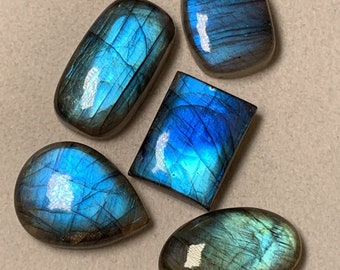 Labradorite  So Beautifull High Quality Gorgeous Full Blue Flash Mix Shape Cabochon Rare Blue Fire Huge Size 16x29 To 17x21 MM 141 Carat.